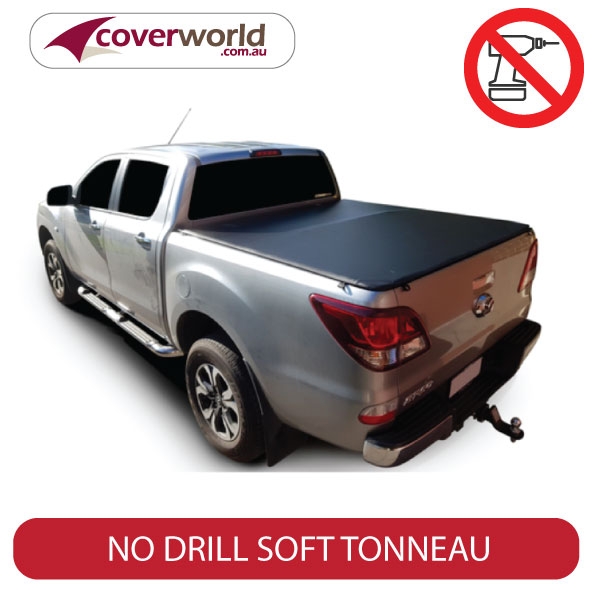 bt50 dual cab genuine no drill clip on tonneau cover - without sports bars & headboard