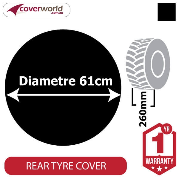610mm Diametre x 260mm Depth - Spare Tyre Cover - Heavy Duty Black Vinyl