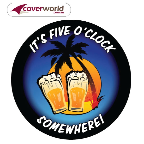 Printed Spare Tyre - Wheel Cover - Its 5 Oclock Somewhere with beer Glasses