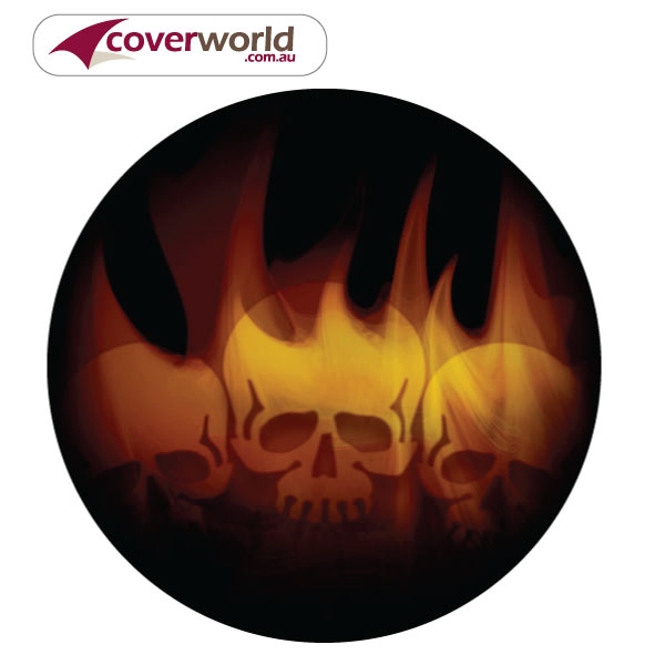 Printed Spare Tyre - Wheel Cover - Flaming Skulls