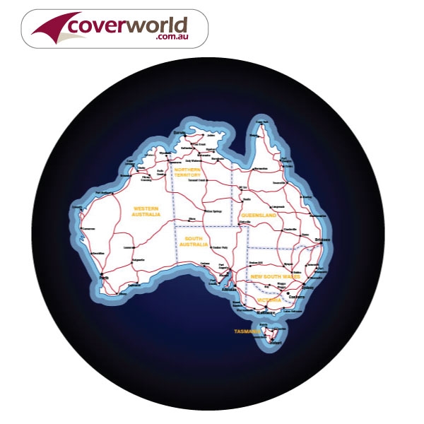 Printed Spare Tyre - Wheel Cover - Plot your Travels Australia Map