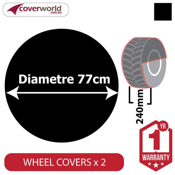 770mm Diametre x 320mm Depth - Spare Tyre Cover - Heavy Duty Black Vinyl