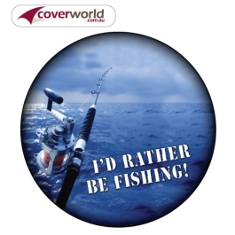 Printed Spare Tyre - Wheel Cover - Gone Fishing Sign Print