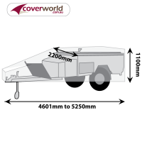 Fold Out Tent Camper Trailer Cover 461cm - 525cm (Includes Drawbar And Stoneguard)