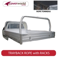 Tonneau Trayback - Dropside with Rope / Stretch Cord Style Custom Made to suit with Racks in Tray