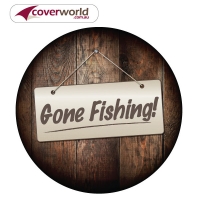 Printed Spare Tyre - Wheel Cover - Gone Fishing Sign Print