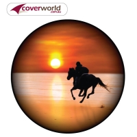 Printed Spare Tyre - Wheel Cover - Sunset Beach Scene with Horse